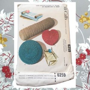 McCall’s 6259 Vintqge 1962 60s Smocked Pillow Transfer Pattern Sewing Bolster